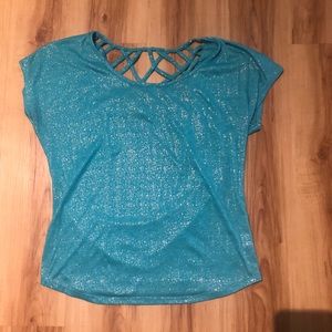 Blue and gold flaked top